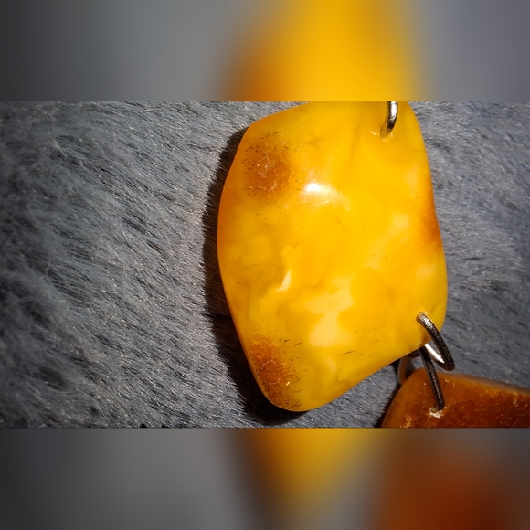 Baltic Amber Russia Egg Yolk Butterscotch Silver Necklace Signed - Picture 9 of 12